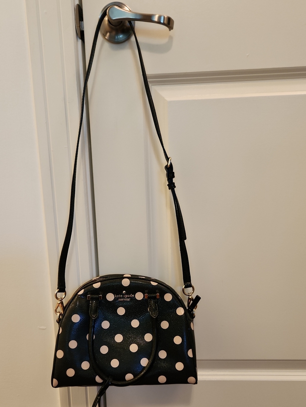 NWOT Kate spade Black and White Polka Dot Crossbody